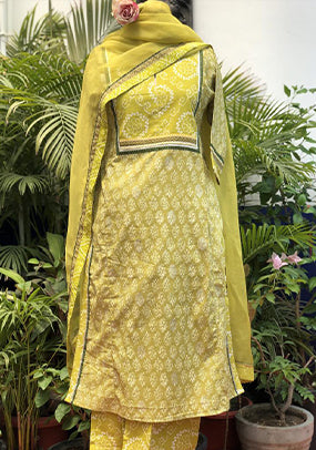 Yoke Kurta Green